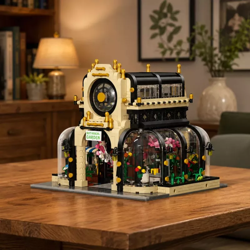 LEAN TOYS Blocos de Construção Jardim Botânico Estufa com Luz LED 2147 peças