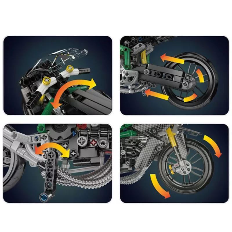LEAN TOYS Blocos de Construção Mota de Corrida Desportiva Preta 656 unid.