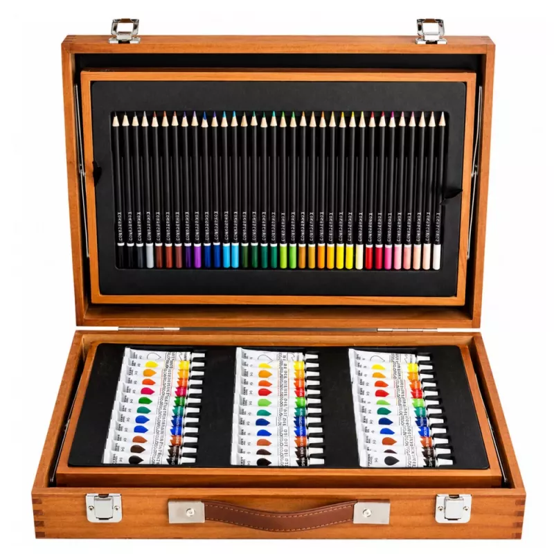LEAN Grande Conjunto de Arte em Mala para Pintar e Desenhar, 174 peças