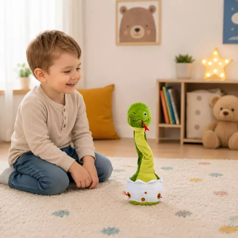 LEAN TOYS Serpente de Peluche Dançante Interativa com Música e Sons Mascote Verde