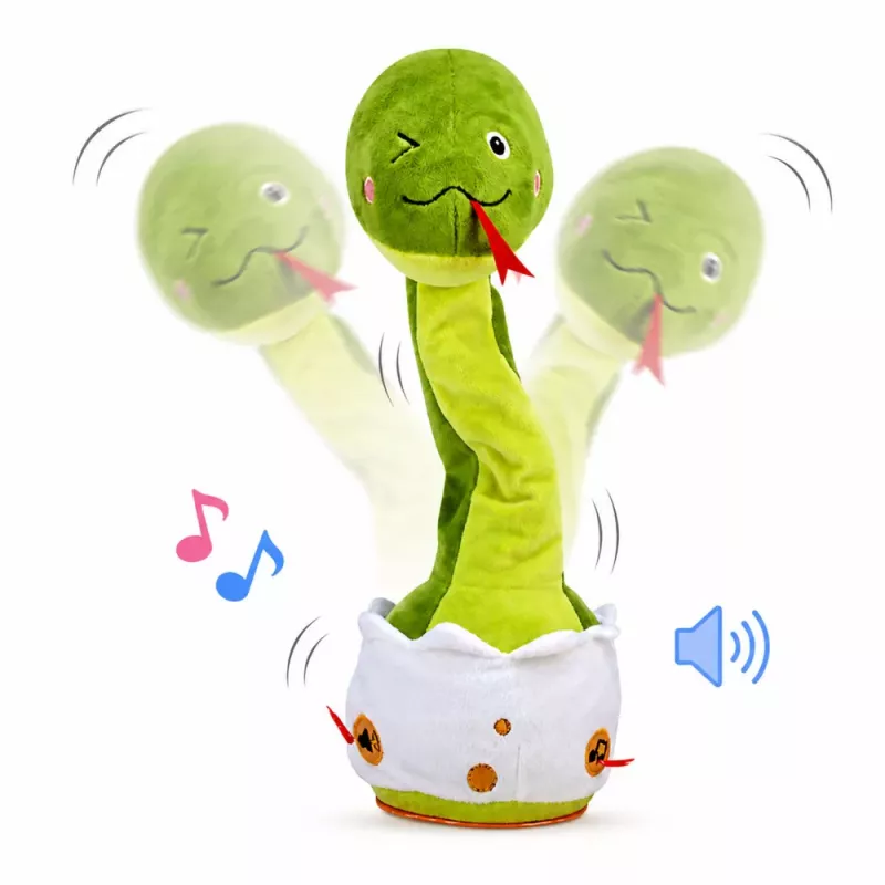LEAN TOYS Serpente de Peluche Dançante Interativa com Música e Sons Mascote Verde