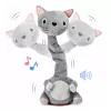 LEAN TOYS Gato de Peluche Dançante Brinquedo Interativo com Música e Sons Mascote Cinzento