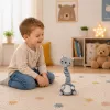 LEAN TOYS Gato de Peluche Dançante Brinquedo Interativo com Música e Sons Mascote Cinzento