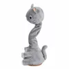 LEAN TOYS Gato de Peluche Dançante Brinquedo Interativo com Música e Sons Mascote Cinzento