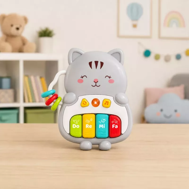 LEAN TOYS Brinquedo Musical Piano de Gato Educativo para Bebés Melodias Sons