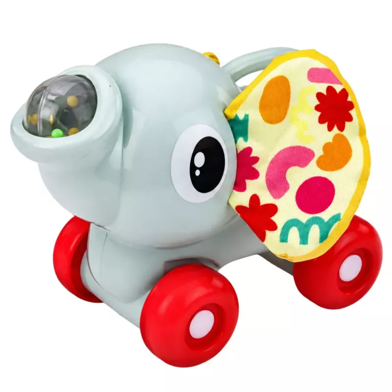 LEAN TOYS Brinquedo Interativo Sensorial Elefante Carro para Bebés Cinzento