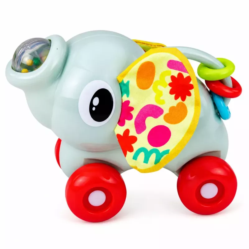 LEAN TOYS Brinquedo Interativo Sensorial Elefante Carro para Bebés Cinzento