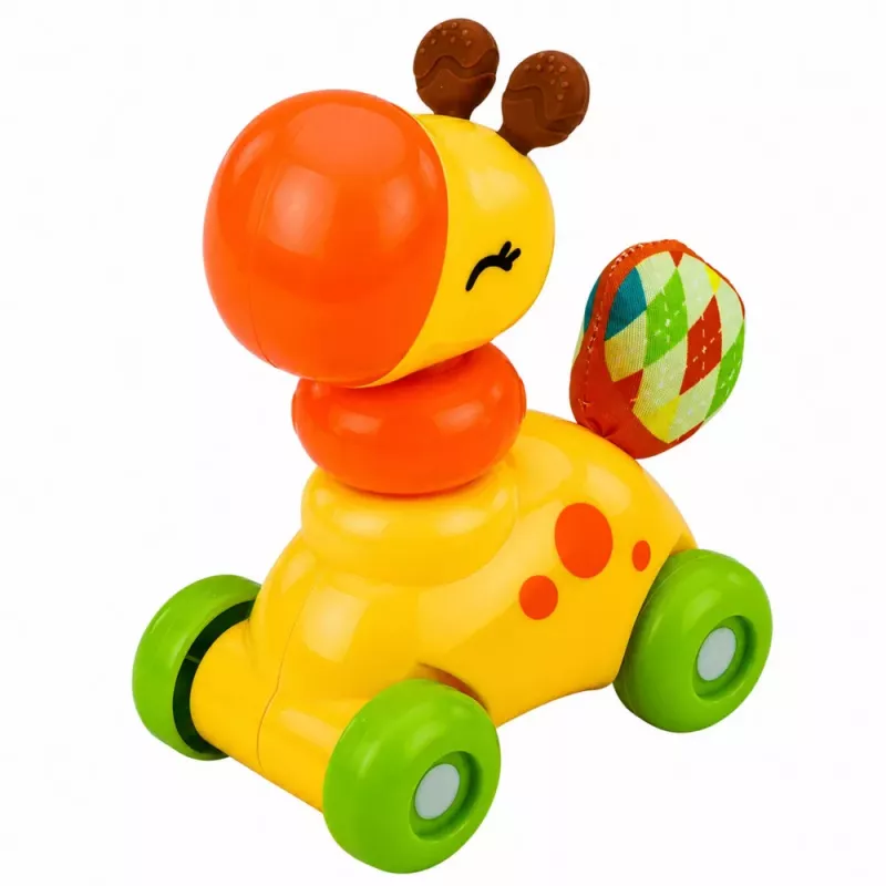 LEAN TOYS Brinquedo Interativo Sensorial Girafa Carro para Bebés Amarelo