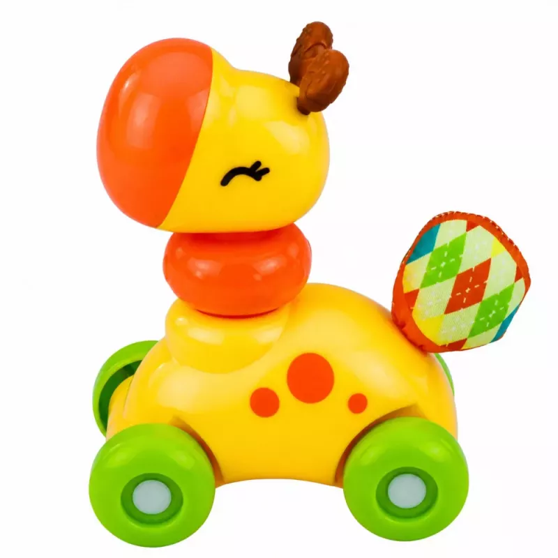 LEAN TOYS Brinquedo Interativo Sensorial Girafa Carro para Bebés Amarelo