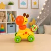 LEAN TOYS Brinquedo Interativo Sensorial Girafa Carro para Bebés Amarelo