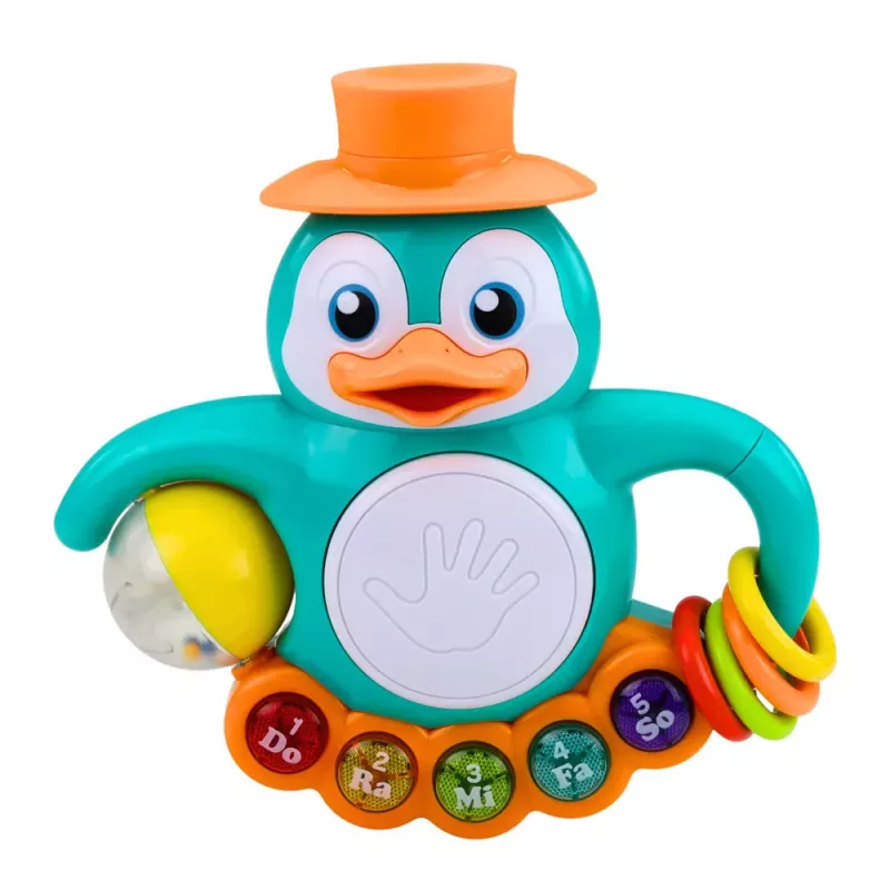 LEAN TOYS Brinquedo Interativo Pinguim Piano Tambor Contas Bola Chocalho