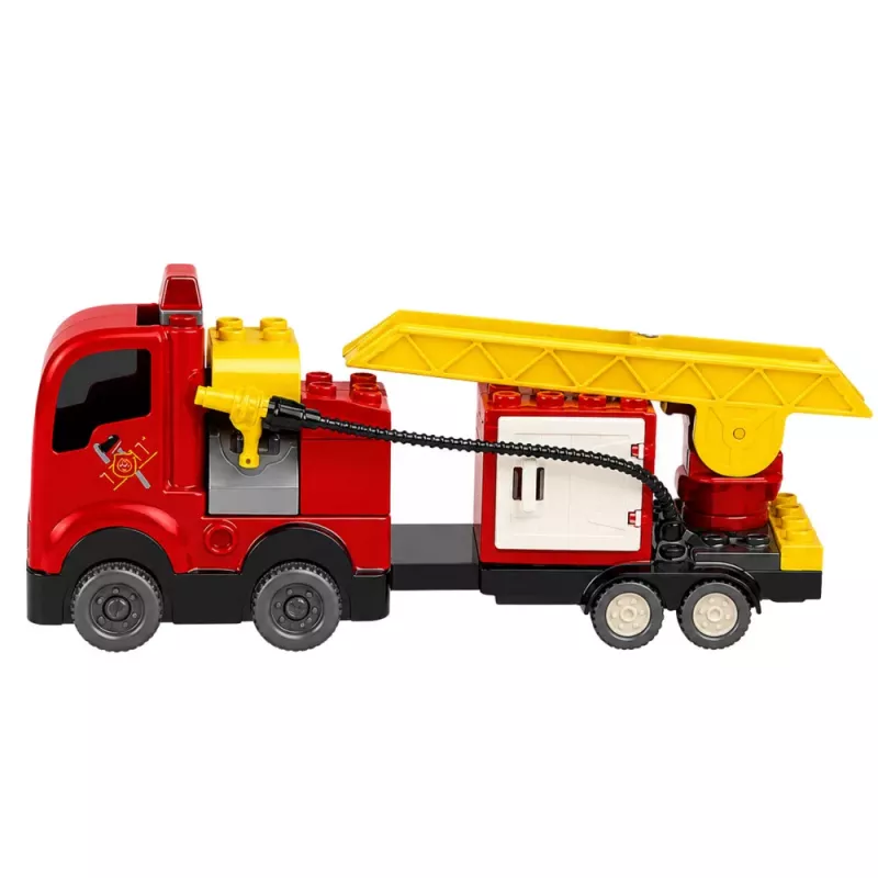 LEAN TOYS Bombeiros Camião de Bombeiros Motorizado Figura de Bombeiro Conjunto de Blocos de Construção