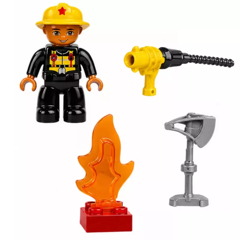 LEAN TOYS Bombeiros Camião de Bombeiros Motorizado Figura de Bombeiro Conjunto de Blocos de Construção