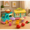 LEAN TOYS Carrinho de Gelataria com Figura de Menina Motorizada Sobremesas Conjunto de Blocos de Construção