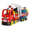 LEAN TOYS Camião de Bombeiros Dobrável Conjunto de Blocos de Construção com Figuras de Bombeiros, Luz e Som, 94 peças