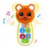 LEAN TOYS Telefone de Bebé Interativo Urso de Peluche com Espelho, Chocalho, Luzes e Sons