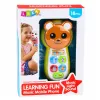 LEAN TOYS Telefone de Bebé Interativo Urso de Peluche com Espelho, Chocalho, Luzes e Sons