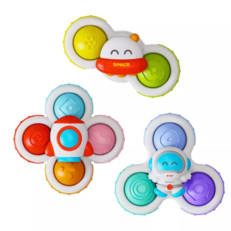 LEAN TOYS Brinquedo para Bebés Spinners Sensoriais com Ventosa Pop-It Coloridos 3 unid.