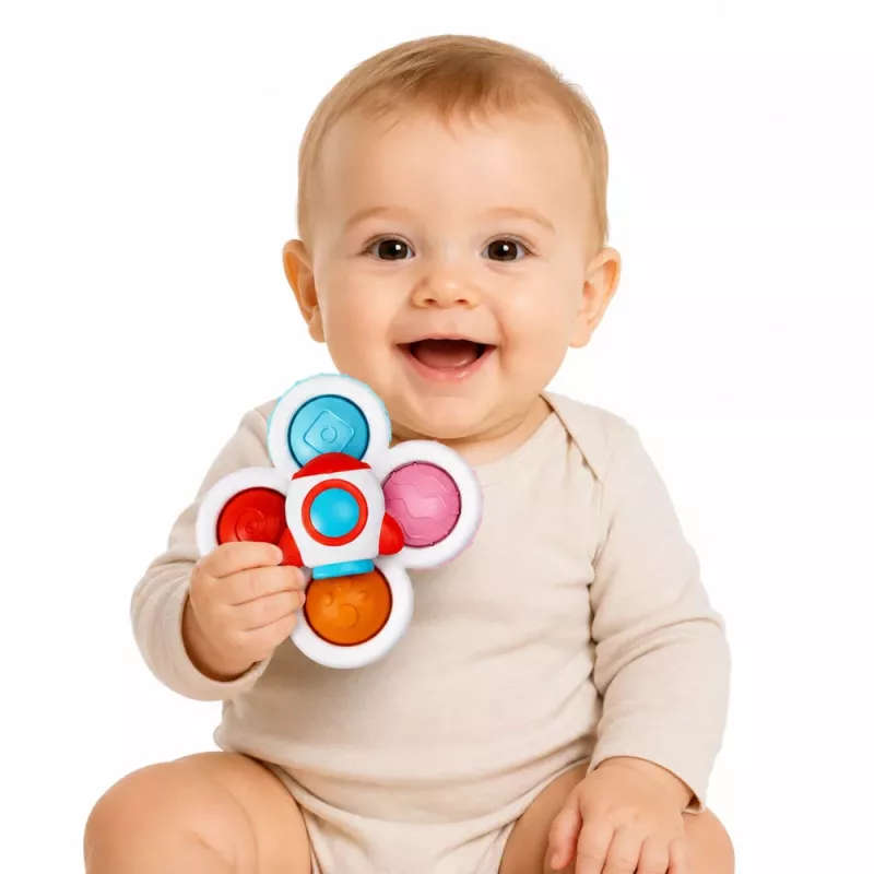 LEAN TOYS Brinquedo para Bebés Spinners Sensoriais com Ventosa Pop-It Coloridos 3 unid.