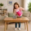 LEAN TOYS Chaleira de Criança com Conjunto de Chávenas, Sons de Cozinhar, Luzes, Rosa