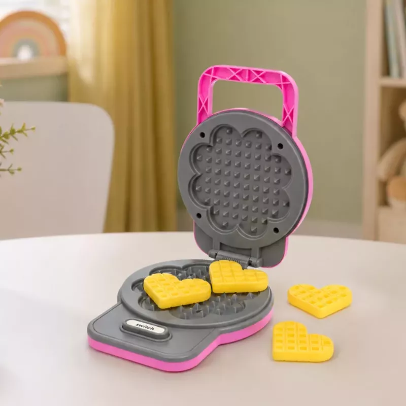 LEAN TOYS Máquina de Waffles para Crianças - Waffles com Luzes de Cor Mutável e Sons - Rosa