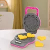 LEAN TOYS Conjunto de cozinha máquina de waffles misturadora com acessórios intercambiáveis luzes sons rosa
