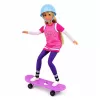 LEAN TOYS Boneca Anlily com skate roxo, capacete e conjunto de sweatshirt comprido