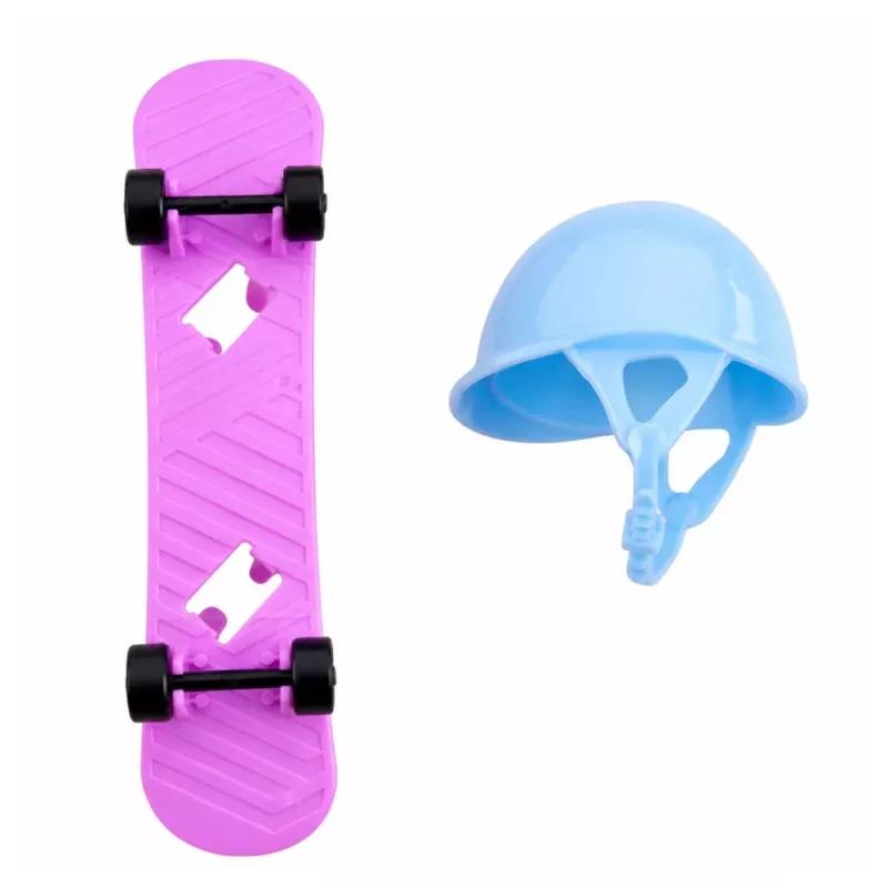 LEAN TOYS Boneca Anlily com skate roxo, capacete e conjunto de sweatshirt comprido