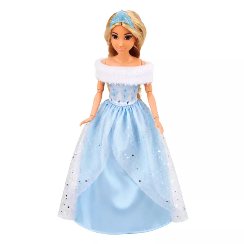 LEAN TOYS Boneca Anlily em cavalo branco princesa em vestido azul acessórios