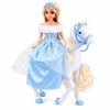 LEAN TOYS Boneca Anlily em cavalo branco princesa em vestido azul acessórios