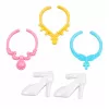 LEAN TOYS Boneca Anlily em cavalo branco princesa em vestido azul acessórios