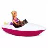 LEAN TOYS Boneca Anlily em barco a motor com cão, colete salva-vidas, prancha de surf e conjunto de acessórios
