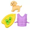 LEAN TOYS Boneca Anlily em barco a motor com cão, colete salva-vidas, prancha de surf e conjunto de acessórios