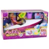 LEAN TOYS Boneca Anlily em barco a motor com cão, colete salva-vidas, prancha de surf e conjunto de acessórios
