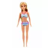 LEAN TOYS Boneca Anlily na piscina com escorrega palmeira conjunto de acessórios de praia