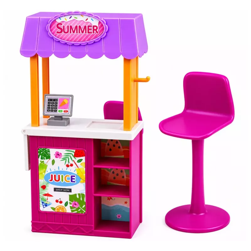 LEAN TOYS Boneca Anlily vendedora com banca de bebidas e snacks conjunto de acessórios