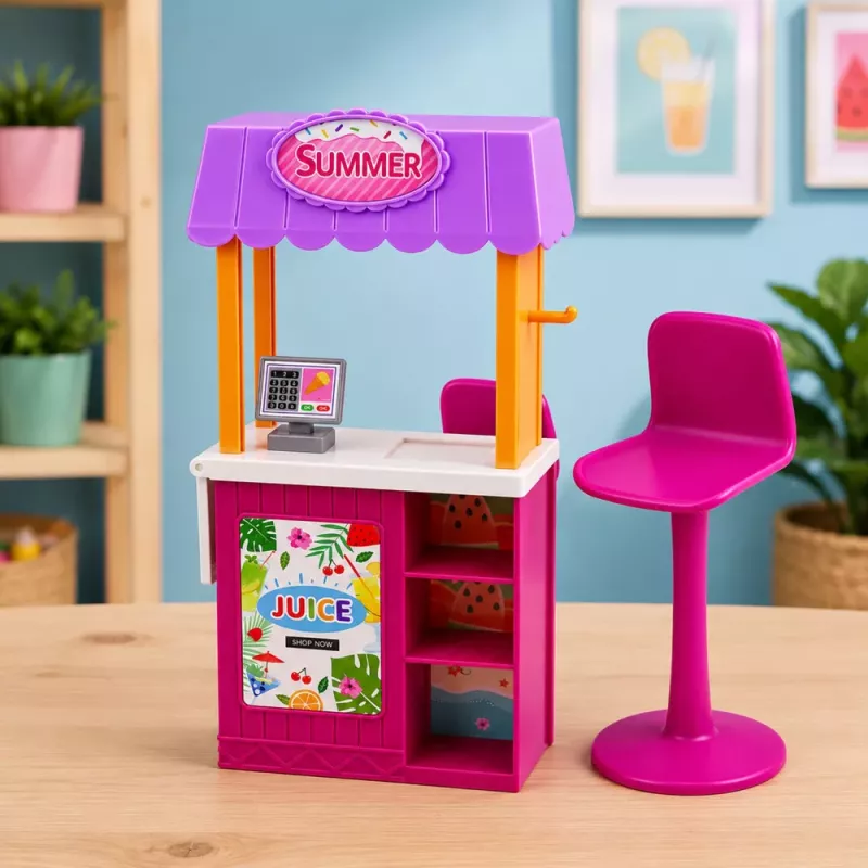 LEAN TOYS Boneca Anlily vendedora com banca de bebidas e snacks conjunto de acessórios