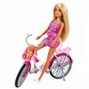 LEAN TOYS Boneca Anlily em vestido rosa com bicicleta e cadeira de bebé conjunto