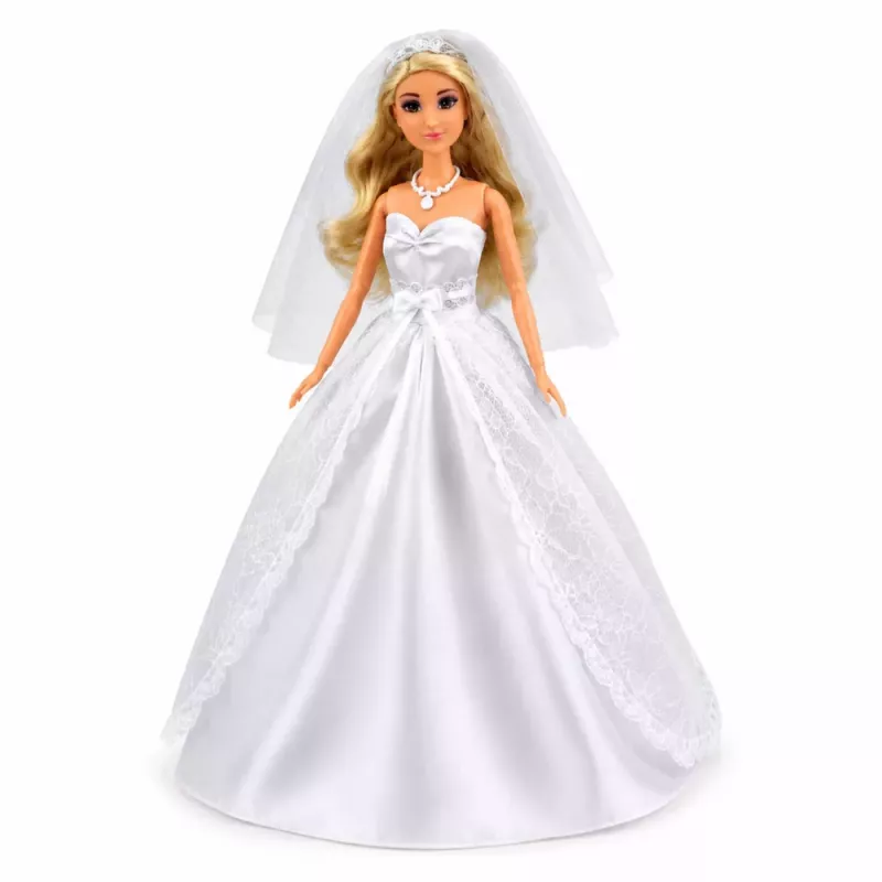LEAN TOYS Boneca noiva Anlily em vestido de noiva branco com conjunto de acessórios de renda