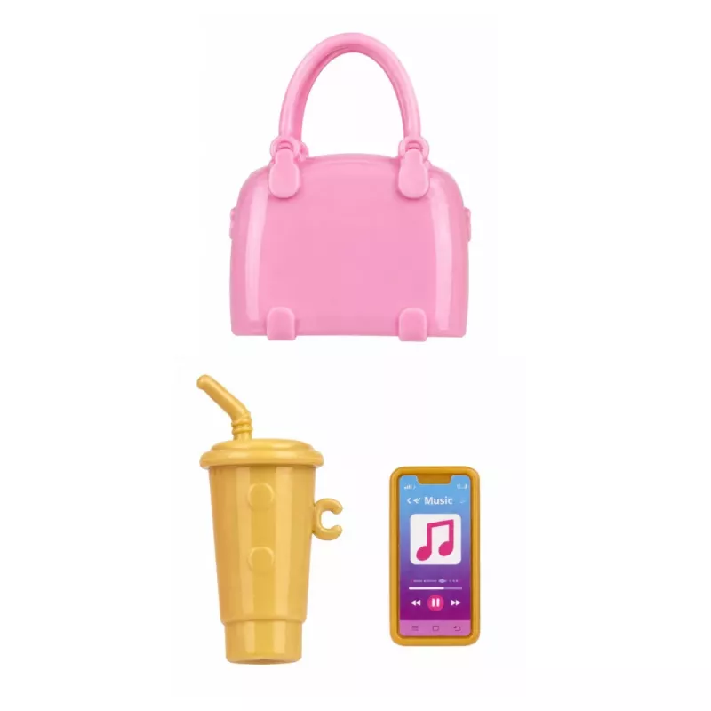 LEAN TOYS Boneca de moda Anlily em vestido roxo com corações e conjunto de acessórios de bolsa