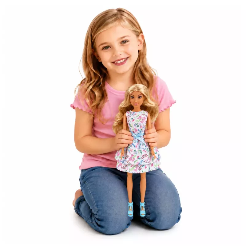 LEAN TOYS Boneca Anlily com cão, vestido de flores, saco, snacks, conjunto de acessórios