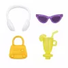 LEAN TOYS Boneca de moda Anlily em vestido roxo com auscultadores e conjunto de acessórios