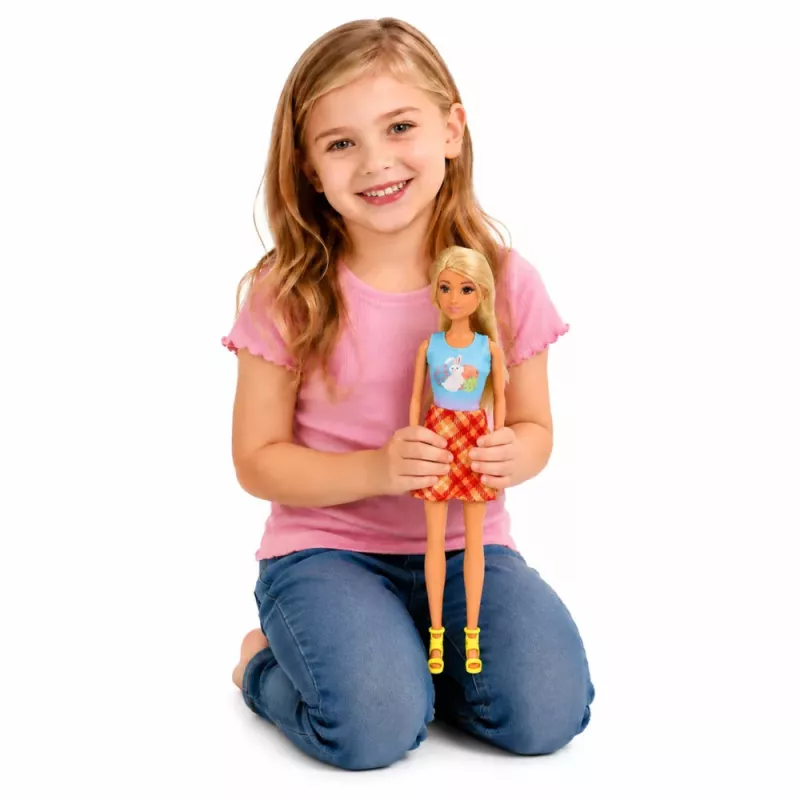 LEAN TOYS Boneca Anlily com coelho branco e suporte de cenouras conjunto