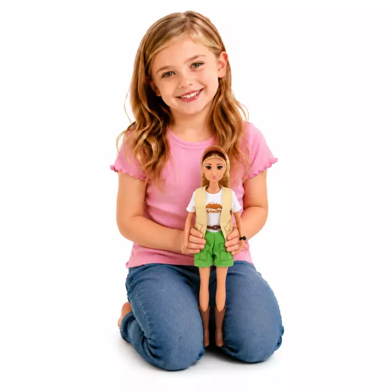 LEAN TOYS Boneca viajante Anlily com cão e conjunto de acessórios de mochila