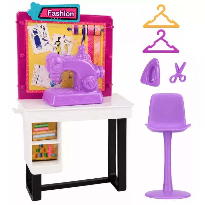 LEAN TOYS Boneca Anlily costureira designer de moda máquina de costura móveis acessórios