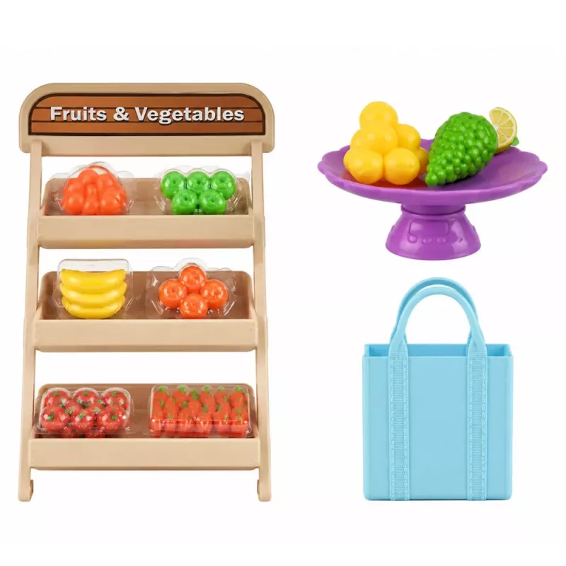 LEAN TOYS Boneca Anlily vendedora de legumes e frutas loja conjunto de acessórios