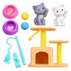 LEAN TOYS Boneca Anlily com gatinho arranhador acessórios para gatos tigelas brinquedo conjunto
