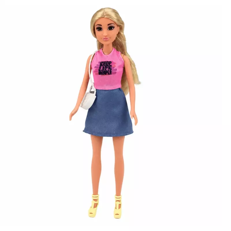 LEAN TOYS Boneca viajante Anlily com mala, almofada de viagem, acessórios de portátil
