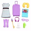 LEAN TOYS Boneca viajante Anlily com mala, almofada de viagem, acessórios de portátil