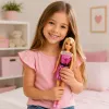 LEAN TOYS Boneca de moda Anlily em vestido rosa conjunto com malas de mão, sapatos e acessórios